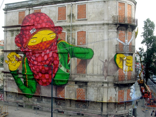 Os Gemeos and Blu mural in Lisboa Portugal