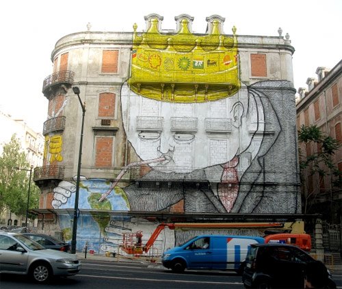 Os Gemeos and Blu mural in Lisboa Portugal