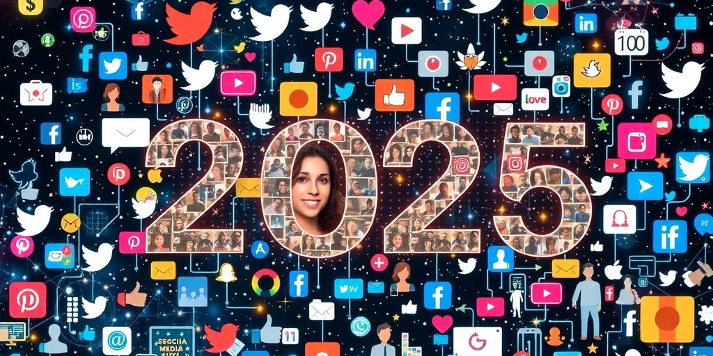 Colorful social media icons representing digital connectivity in 2025.
