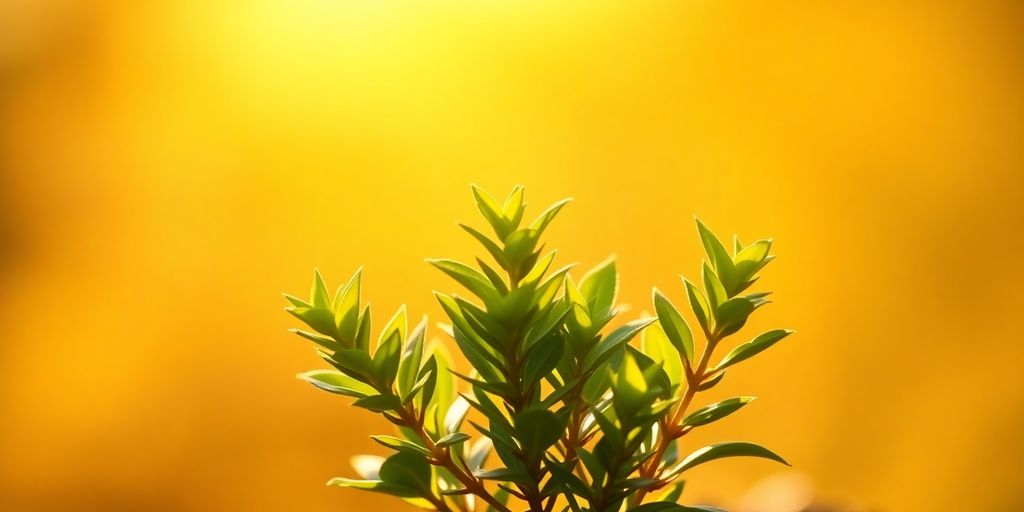 Bright light illuminating a growing plant.