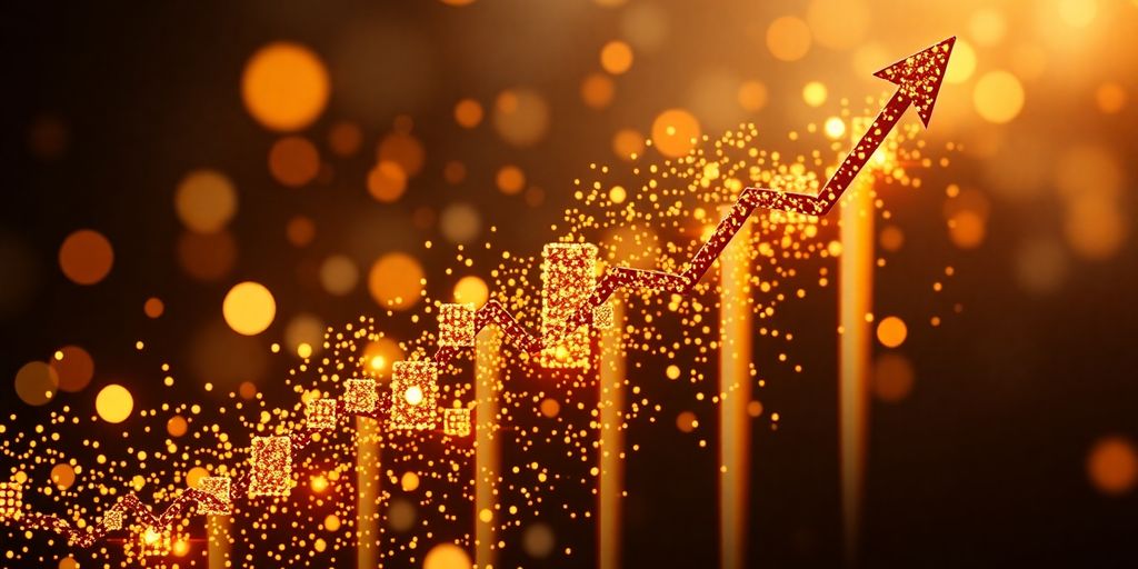 Bank growth concept with upward financial movement.