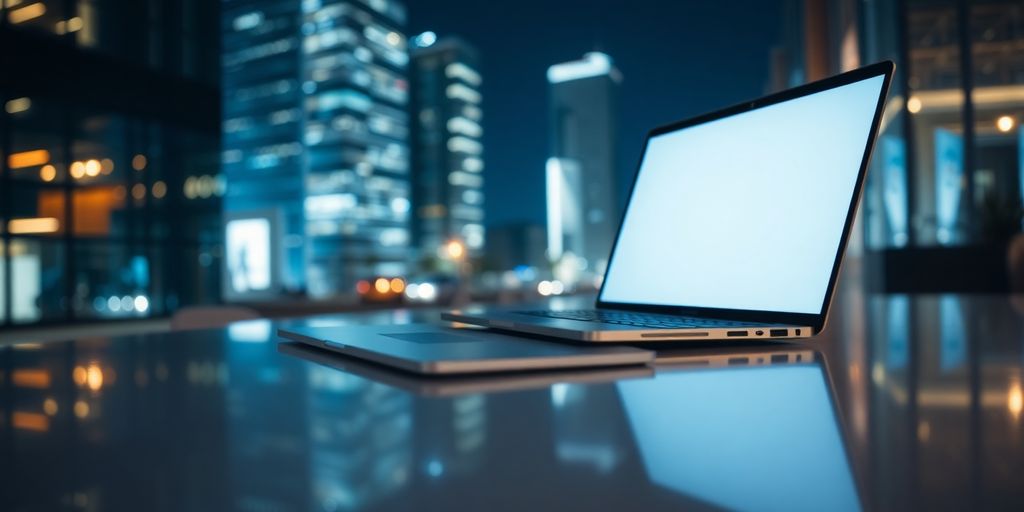 Laptop, light, digital brand, launch