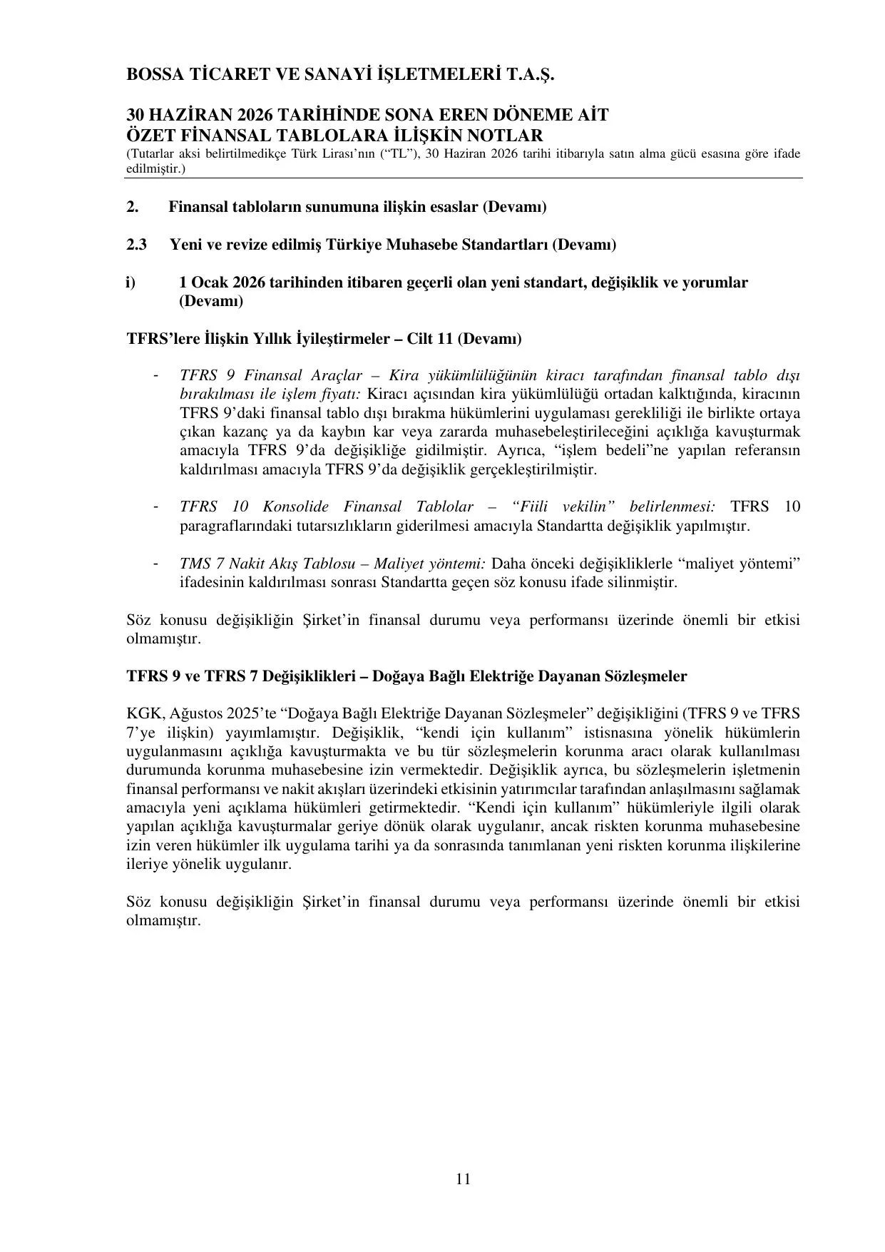Bossa Ticaret ve Sanayi ฤฐลletmeleri T.A.ล - 30.06.2026 Sฤฑnฤฑrlฤฑ Denetim Raporu.pdf โ sayfa 14