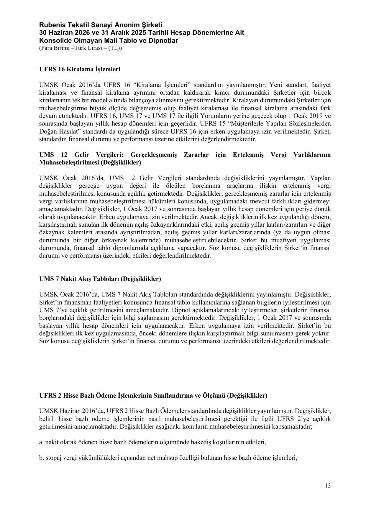 Rubenis 30.06.2026 Bağımsız Denetim Raporu.pdf — sayfa 14