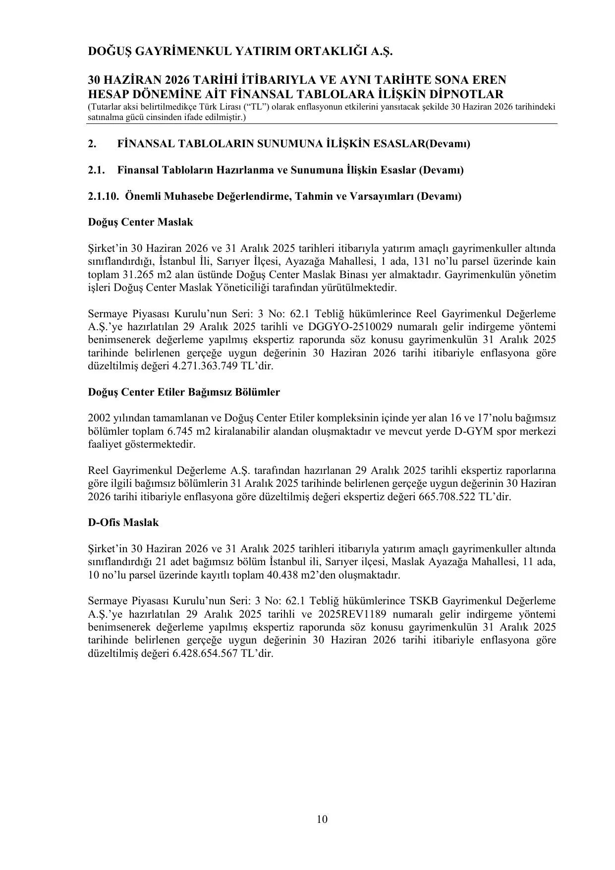 Dogus Gayrimenkul Yatirim Ortakligi A.S - Denetim Raporu - 30.06.2026 TR.pdf โ sayfa 14