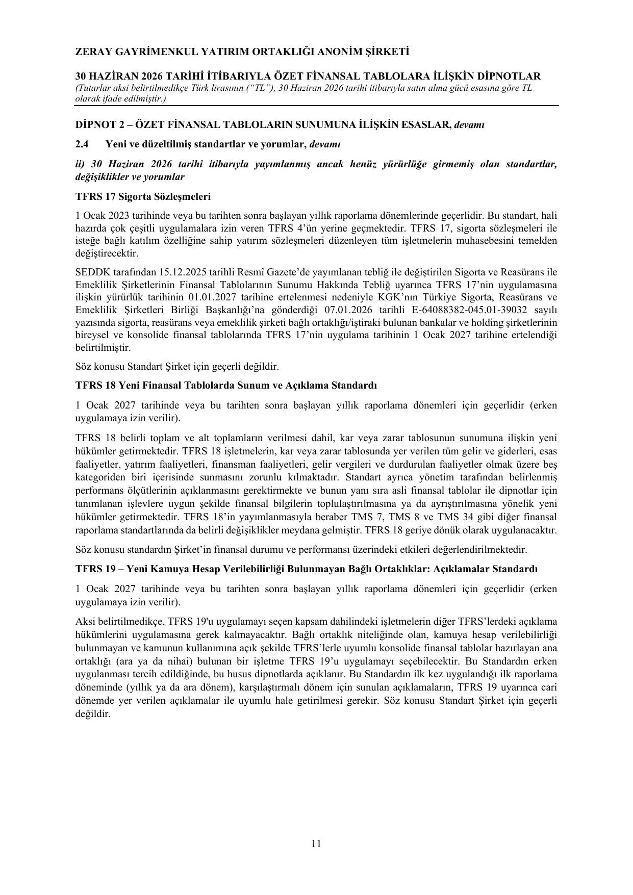 ZERAY GYO 30 Haziran 2026 Finansal Raporlar k.pdf — sayfa 14