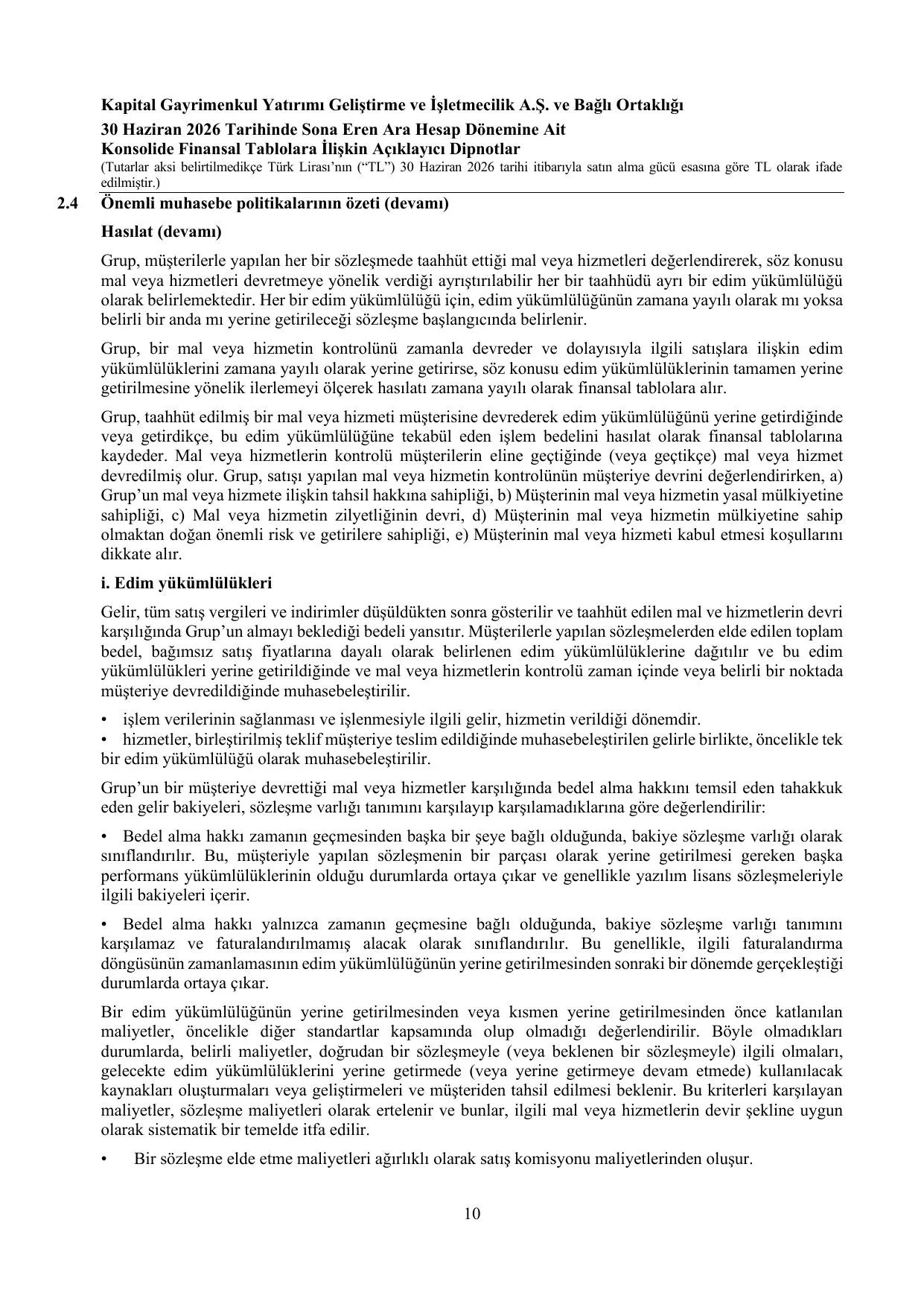 Kapital Gayrimenkul - SPK Denetim Raporu 30.06.2026.pdf โ sayfa 14