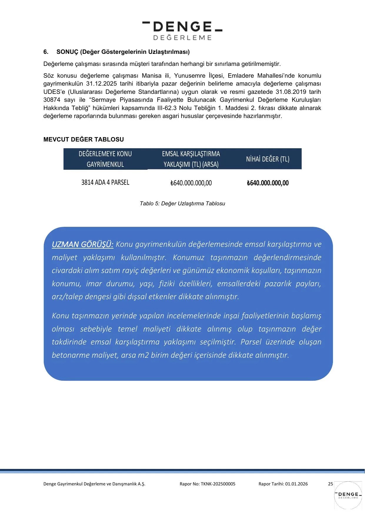 EK-5d 01.01.2026 tarih ve TKNK-202500005 Gayrimenkul Deฤerleme Raporu.pdf โ sayfa 26