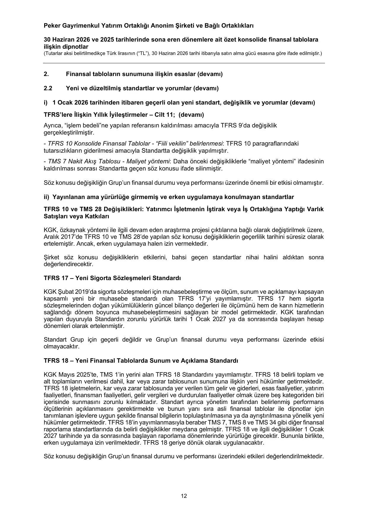 Peker GYO 30.06.2026 Konsolide Mali Tablolar.pdf โ sayfa 14