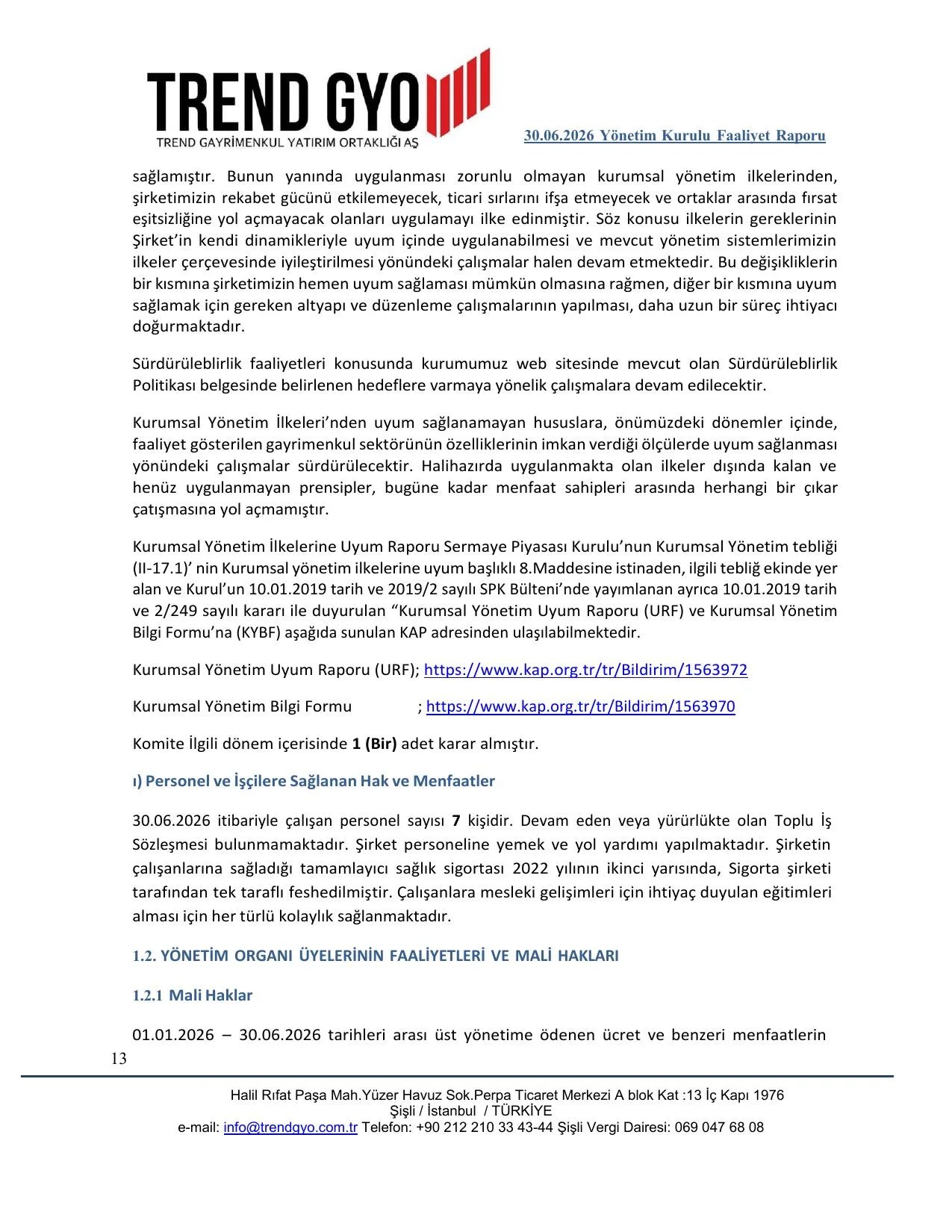 30 HAZİRAN 2026 YÖNETİM KURULU FAALİYET RAPORU.pdf — sayfa 13