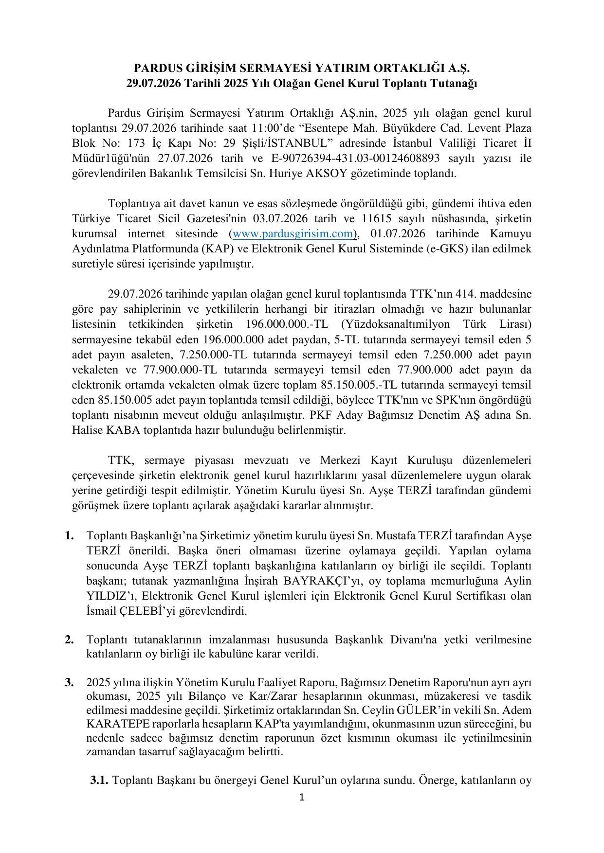 PRDGS 2025 Yılı Olağan Genel Kurulu Toplantı Tutanağı.pdf — sayfa 1