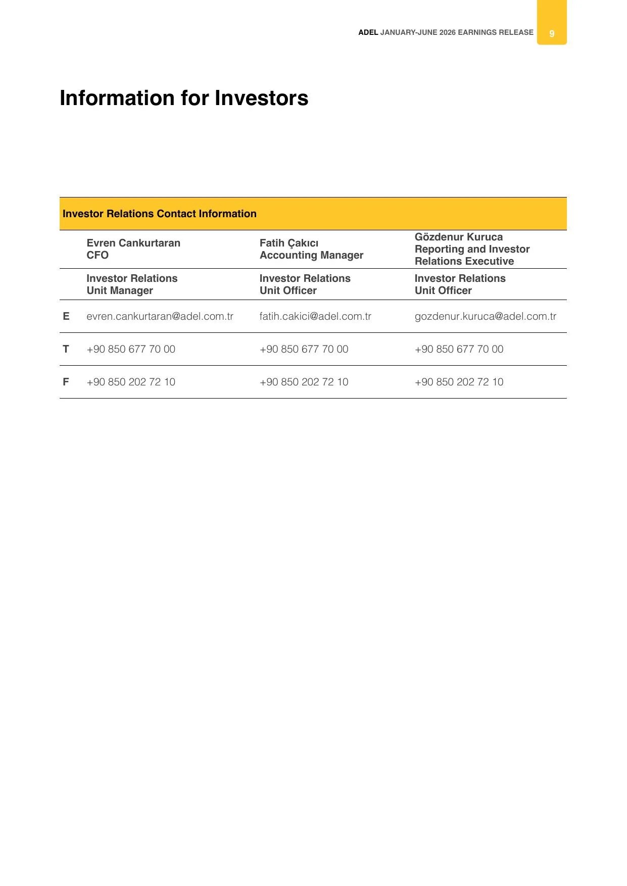 Adel Kalemcilik 30 June 2026 Earning Release.pdf — sayfa 9