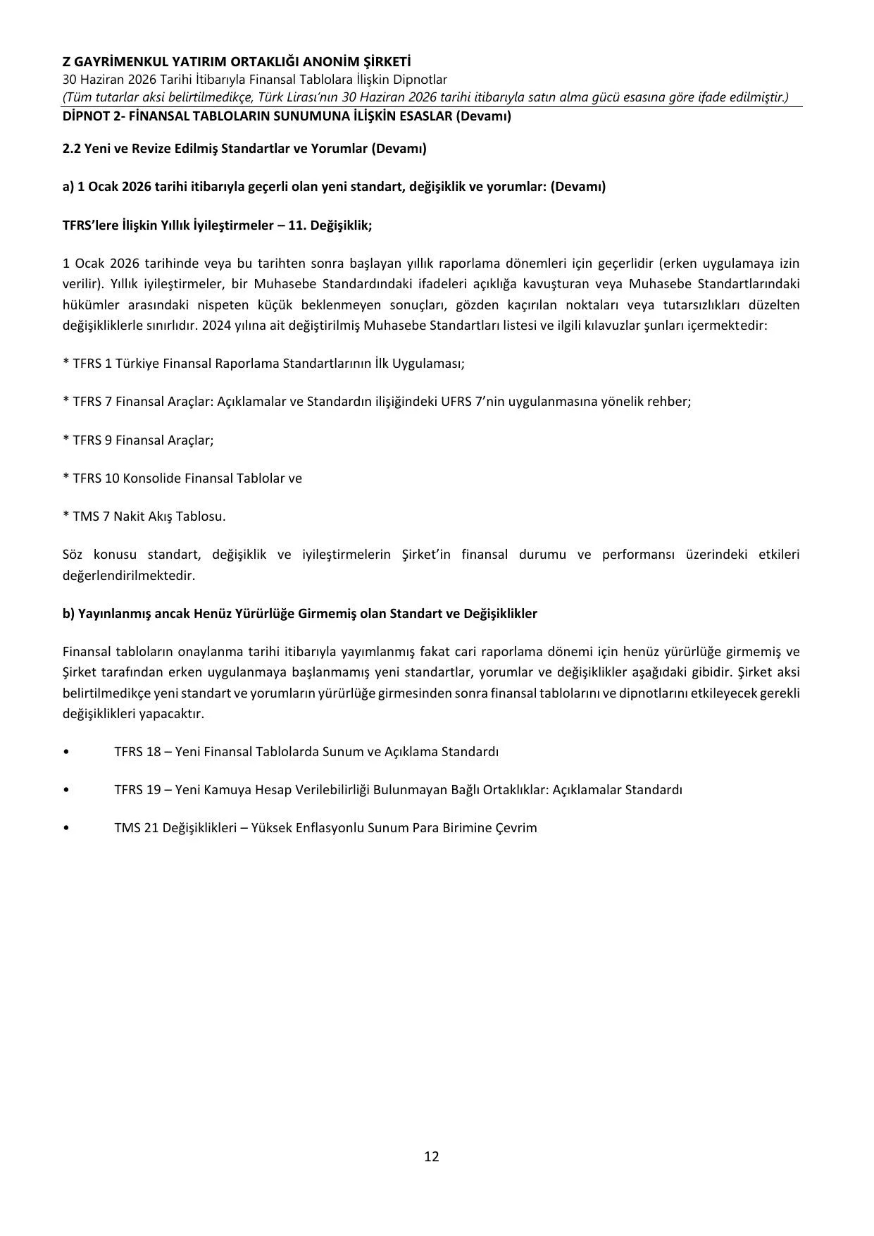 Z GYO_Finansal Rapor 30.06.2026 .pdf — sayfa 16