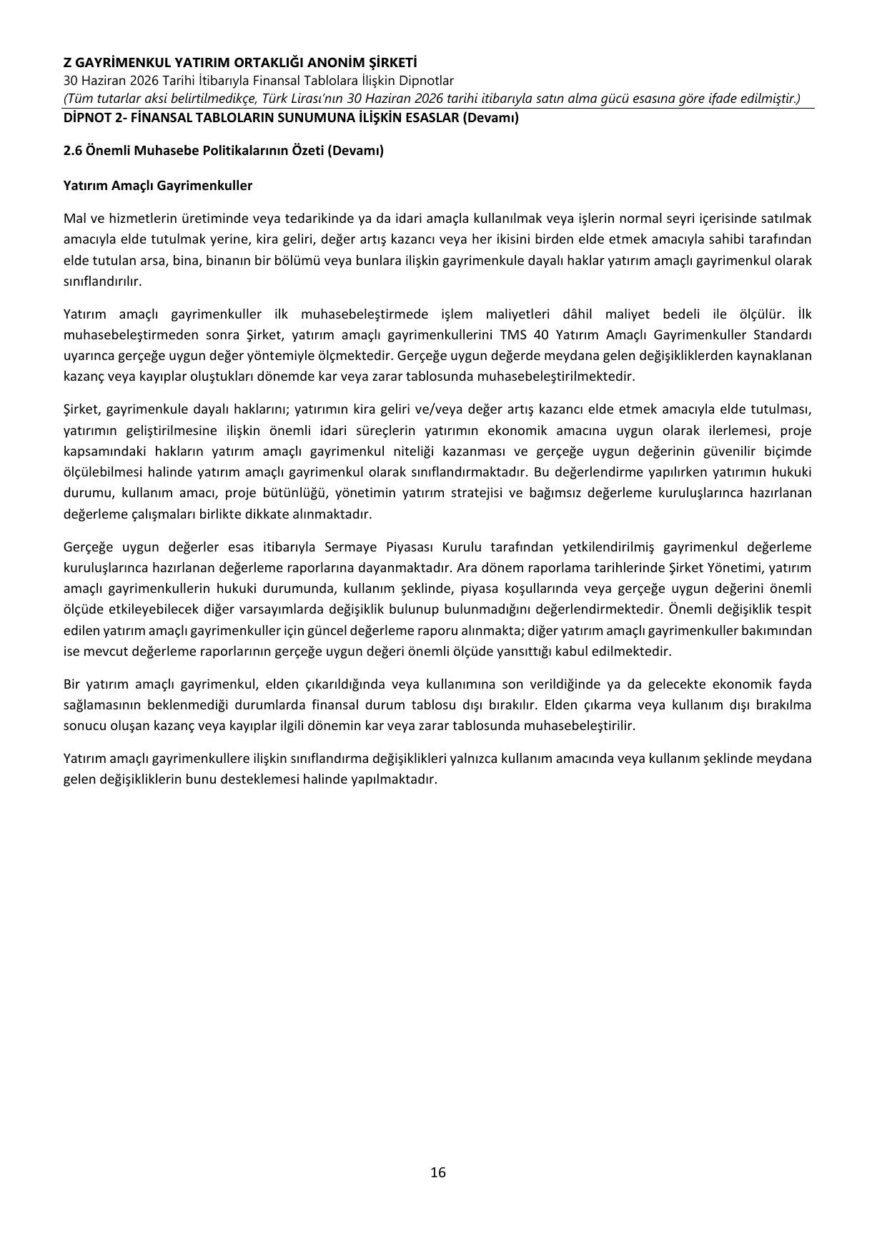 Z GYO_Finansal Rapor 30.06.2026 .pdf — sayfa 20