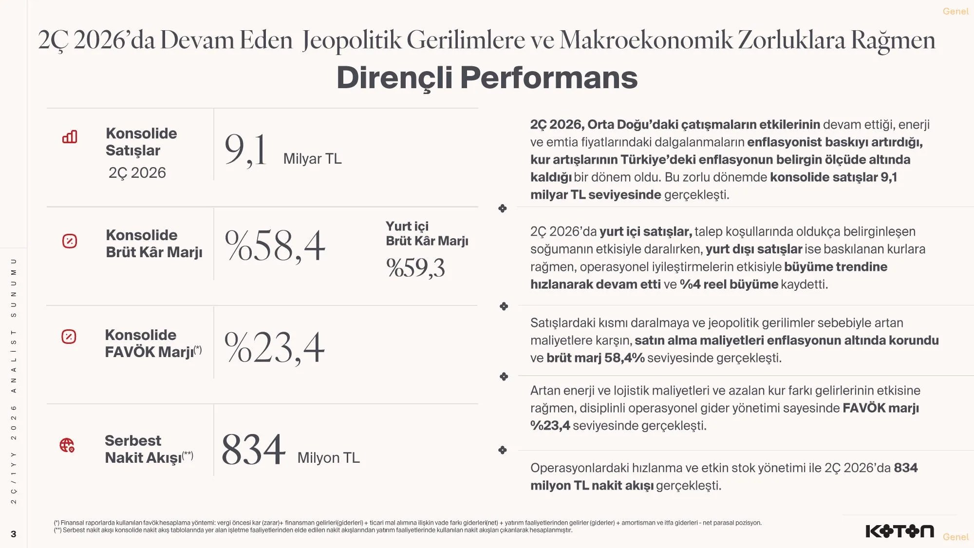 KOTON-2ร.2026 -Finansal Sonuรงlar Sunumu-KAP-.pdf โ sayfa 3