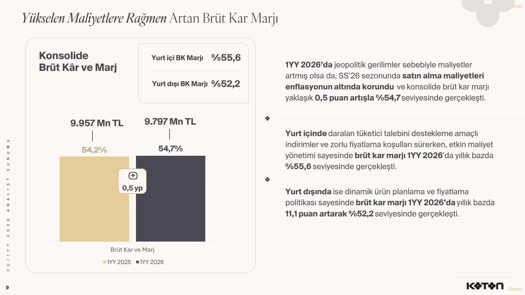 KOTON-2ร.2026 -Finansal Sonuรงlar Sunumu-KAP-.pdf โ sayfa 9