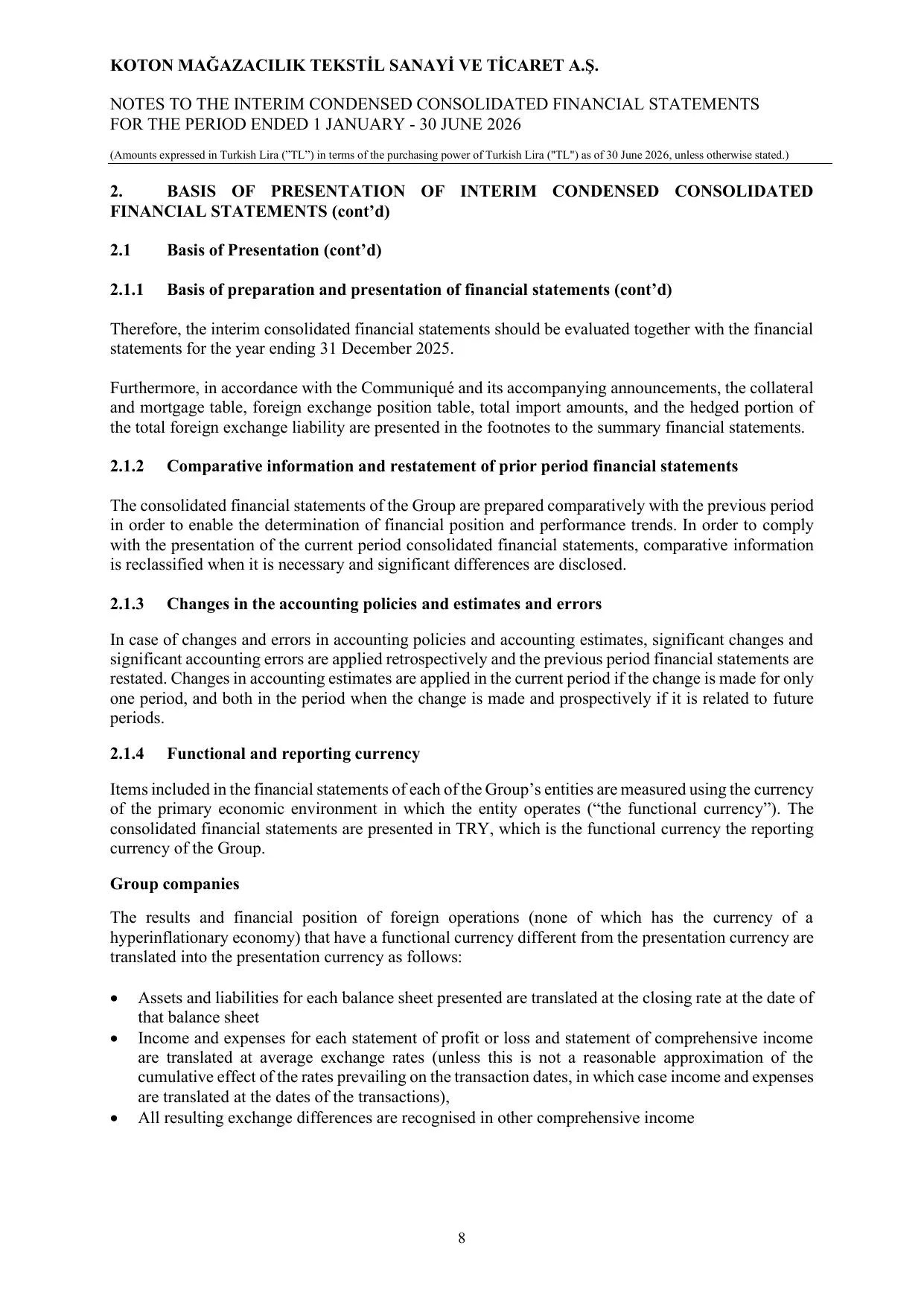 Koton 30.06.2026_Financial Statements and Notes.pdf โ sayfa 12