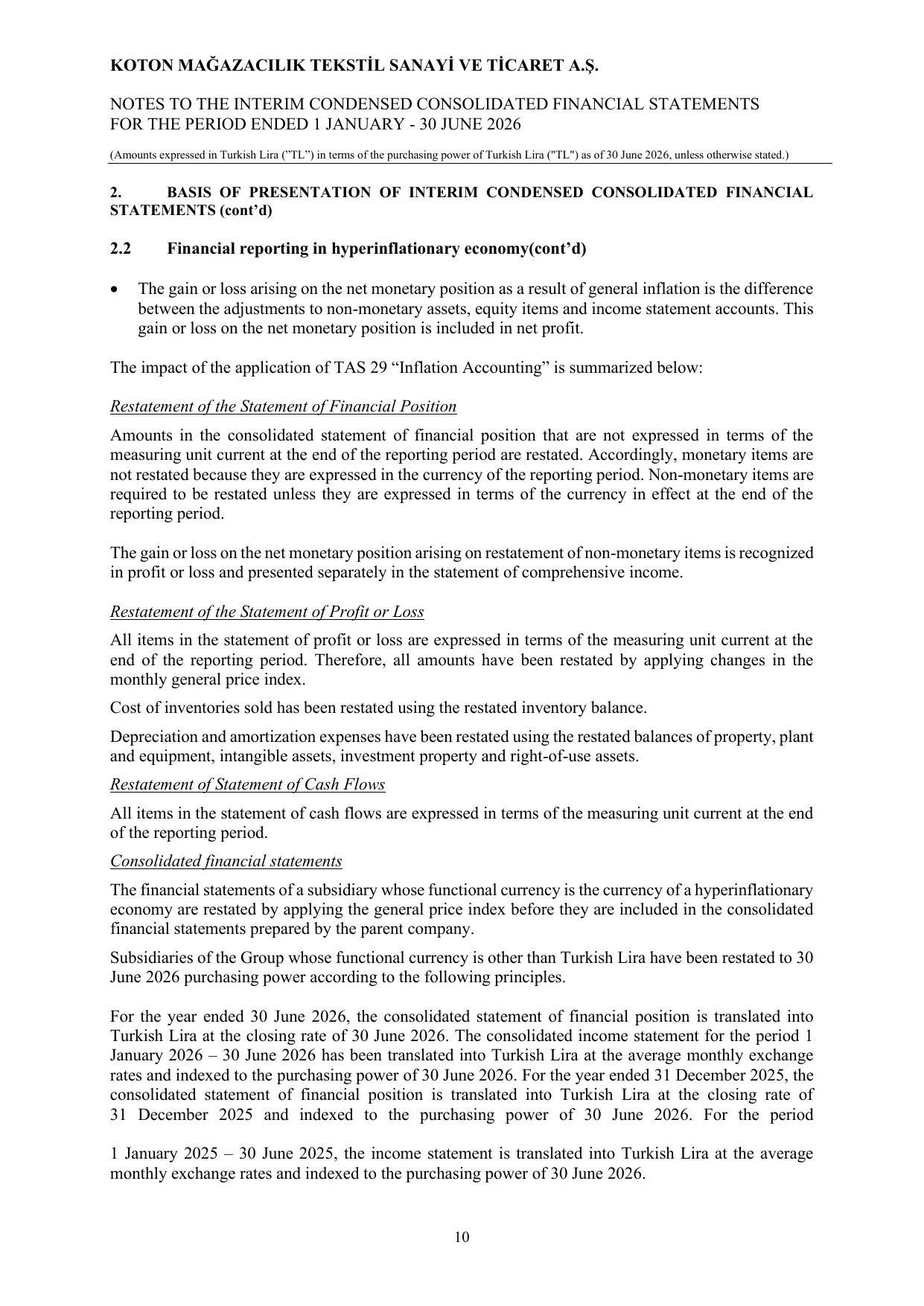 Koton 30.06.2026_Financial Statements and Notes.pdf โ sayfa 14