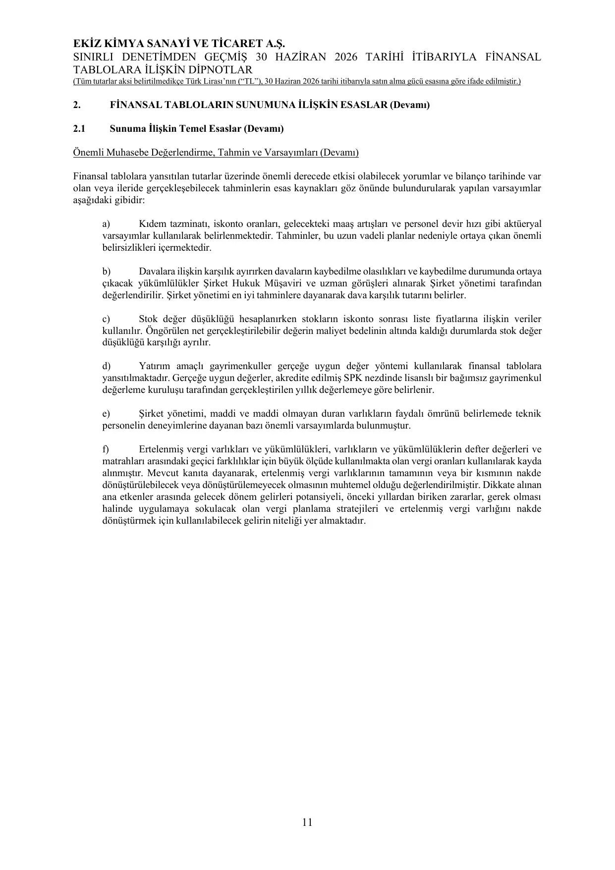 Ekiz 30 06 2026 Finansal Tablolar ve Dipnotlar.pdf โ sayfa 14