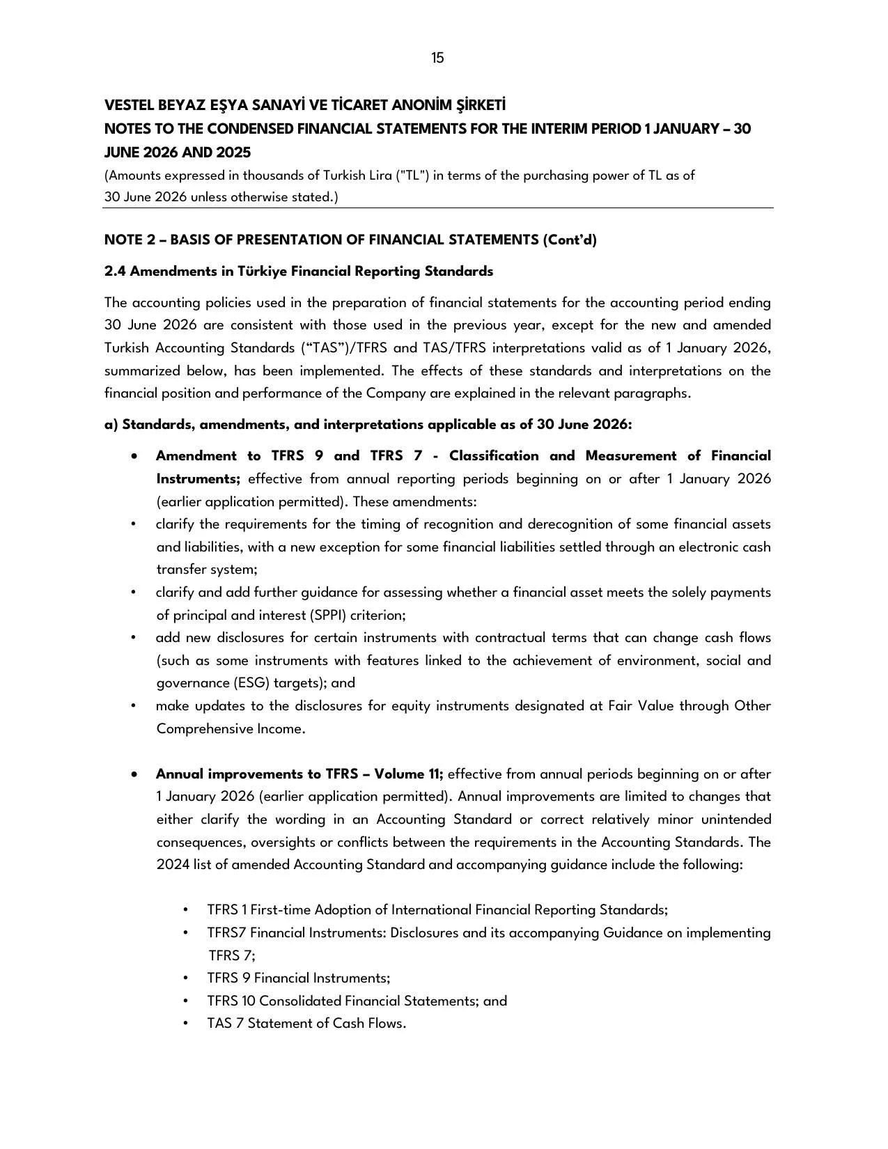 Vestel Beyaz Eลya 30.06.2026 -Financial Report.pdf โ sayfa 17