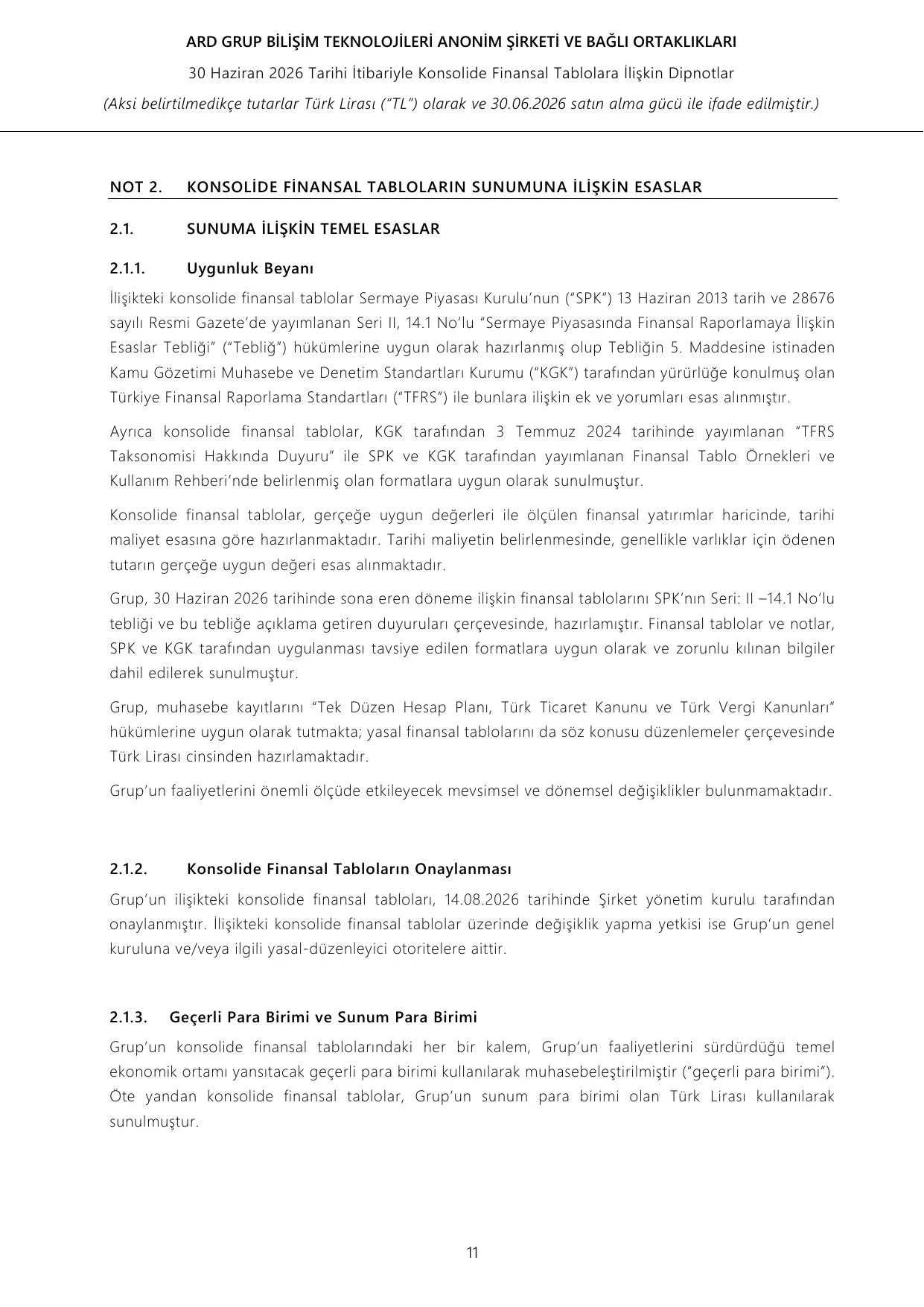 ARD Grup Finansal Rapor 30.06.2026.pdf โ sayfa 14