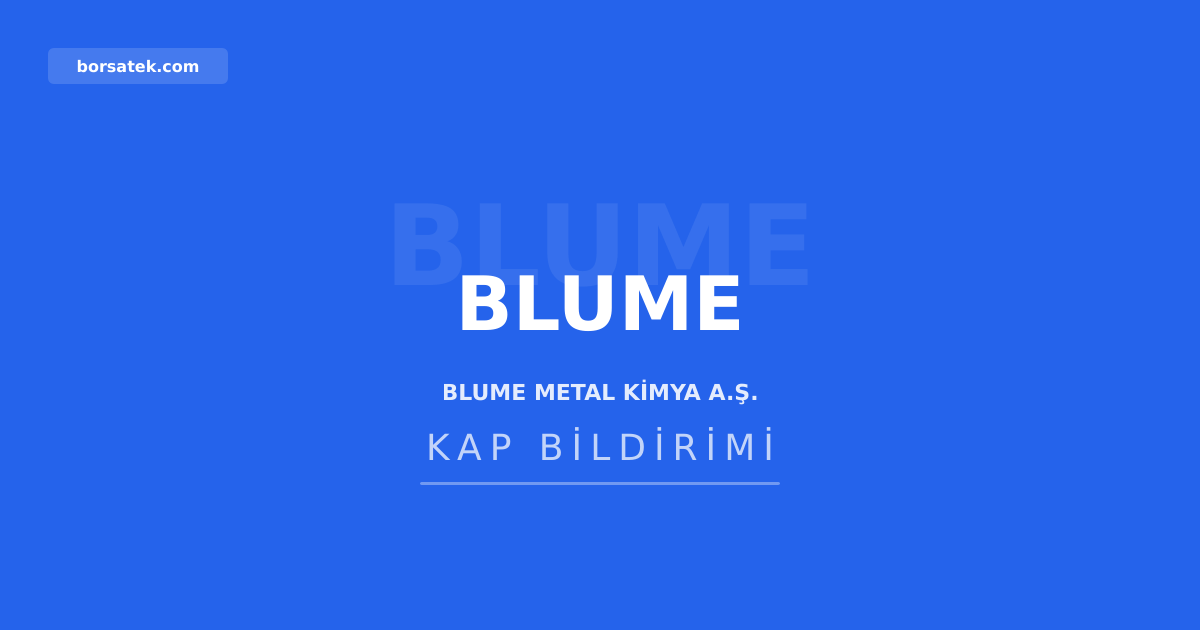 Blume Metal Kimya'dan Gebze'de 32,9 milyon dolarlฤฑk lojistik projesi Borsatek
