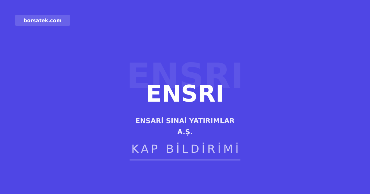Ensari Yenilenebilir Enerji'nin şirket satın alma görüşmeleri sonuçsuz kaldı Borsatek