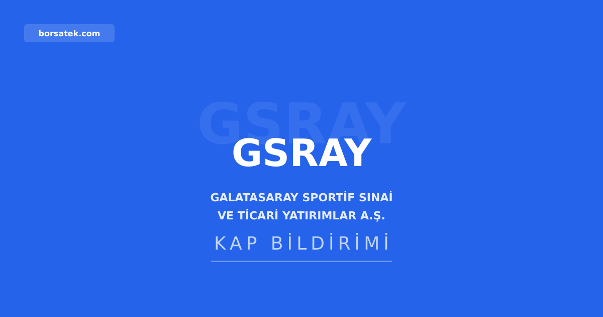 Galatasaray Yatฤฑrฤฑm'da kaydileลmeyen paylar iรงin son baลvuru tarihi 6 Eylรผl Borsatek