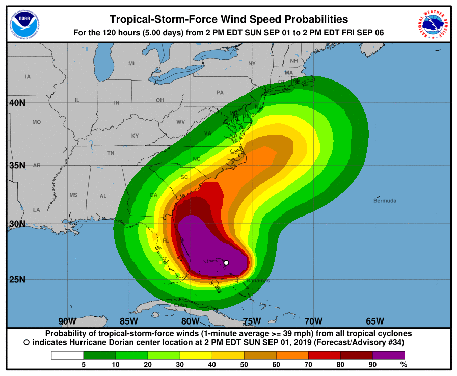 4 Maps Predicting Hurricane Dorian S Path Timing Wind Speeds And 220614 