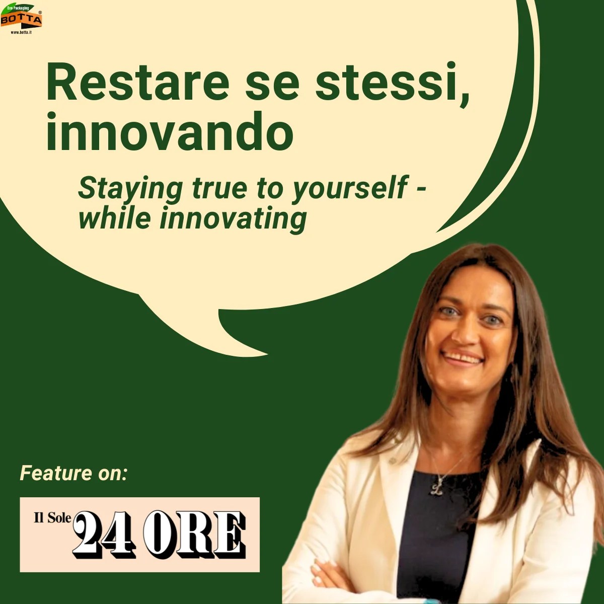 Lara Botta and BOTTA EcoPackaging Featured in Il Sole 24 Ore’s “To Be Continued”: A Story of Innovation, Legacy, and Sustainable Growth