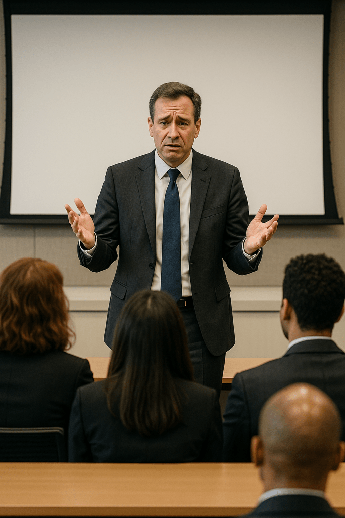 saythehardthing man saying something difficult in front of an audience
