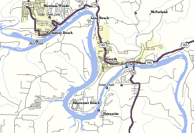 Lake Taneycomo Trout Fishing Map Branson Fish Hatchery Lg.