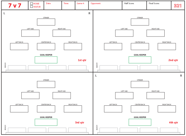 Soccer formations and systems as lineup sheet templates