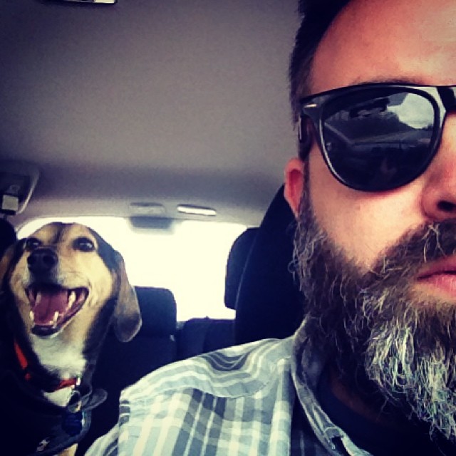 Oliver and I in the car
