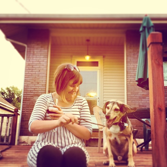 Tiffany and Oliver on the deck