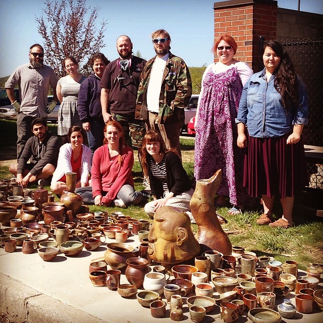 Me with students at the wood kiln