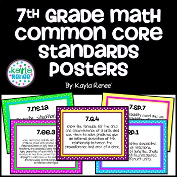 7th Grade Math Common Core Standard Posters - Bright in the Middle