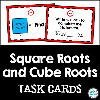 8th Grade Square Roots and Cube Roots Task Cards - Bright in the Middle