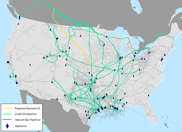 Keystone XL Or Not How Does America Move Oil Now Brookings Keystone Pipeline Map1 