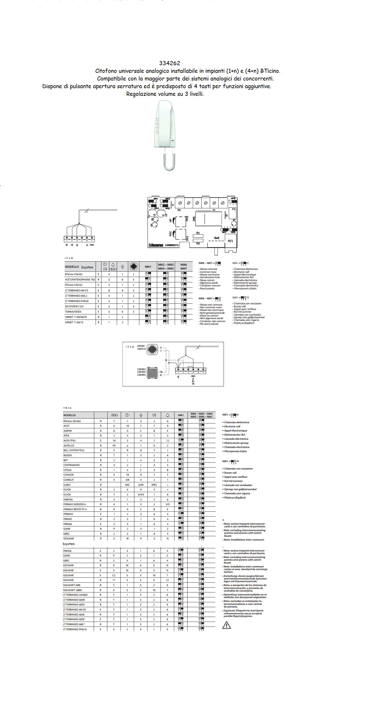 Citofono Bticino Universale Analogico Art 334262 Ebay