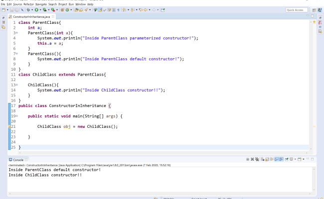 Java Tutorials - Constructors In Inheritance