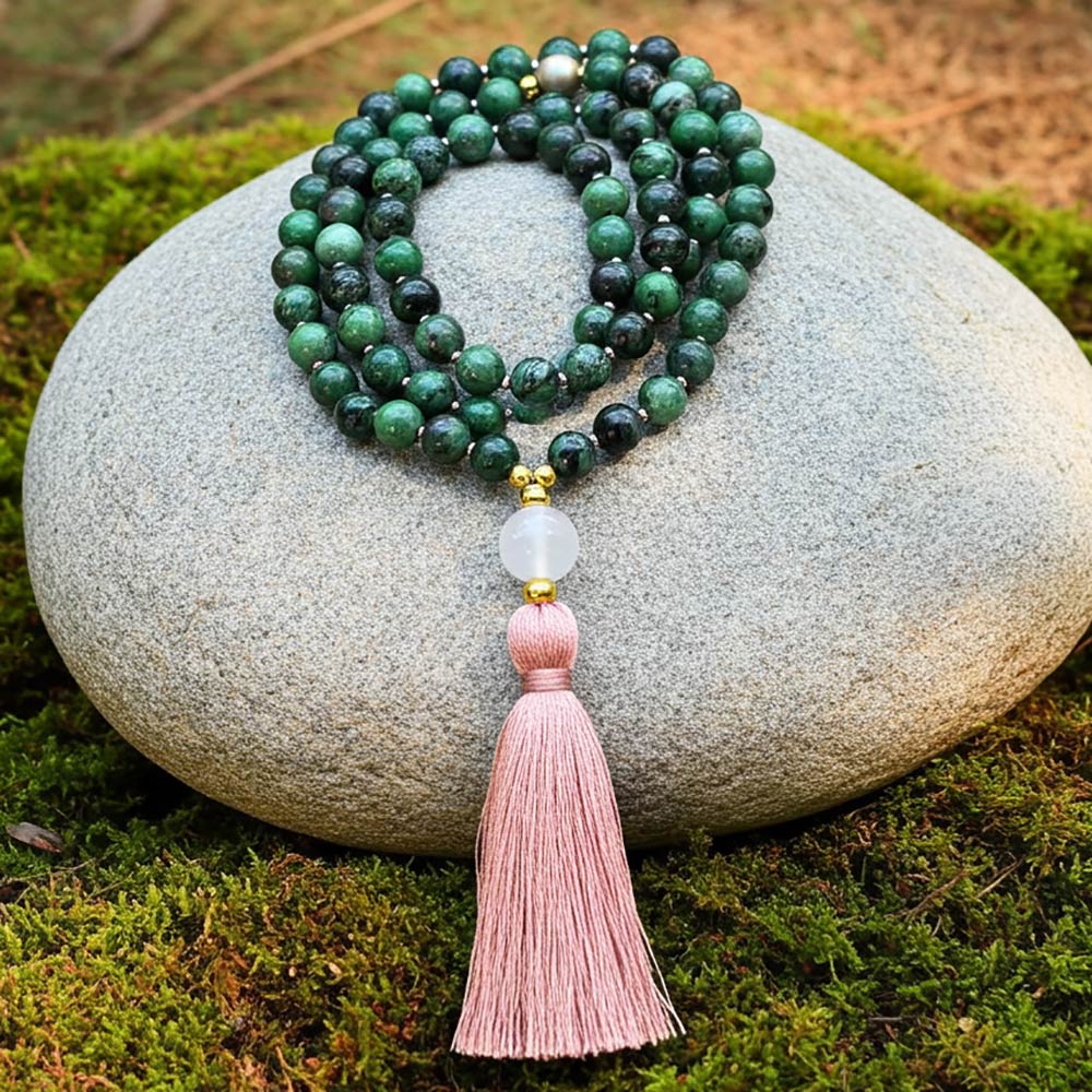Ruby Zoisite Mala Prayer Beads - Sakura Designs