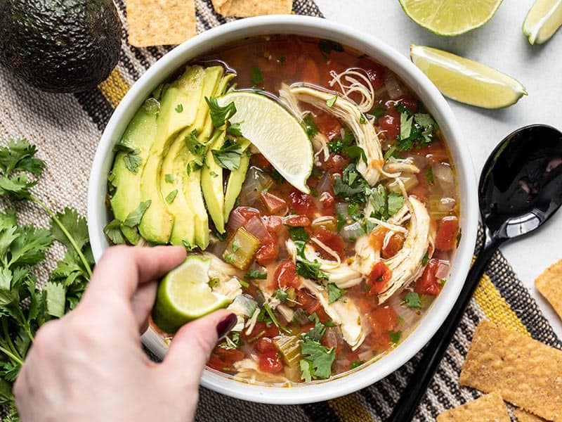Grilling meat reduces the fat because it drips out while you cook. Chicken And Lime Soup Budget Bytes