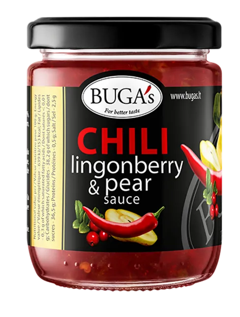 Aitriųjų Paprikų ir Bruknių-Kriaušių padažas BUGA's, 170 g