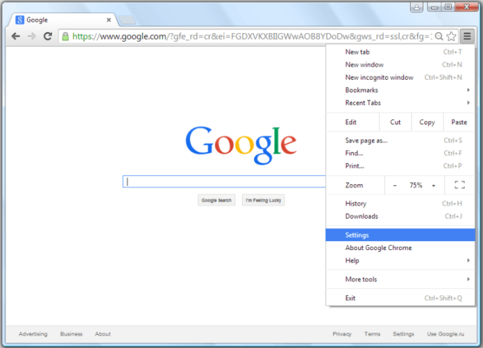 get to google chrome settings