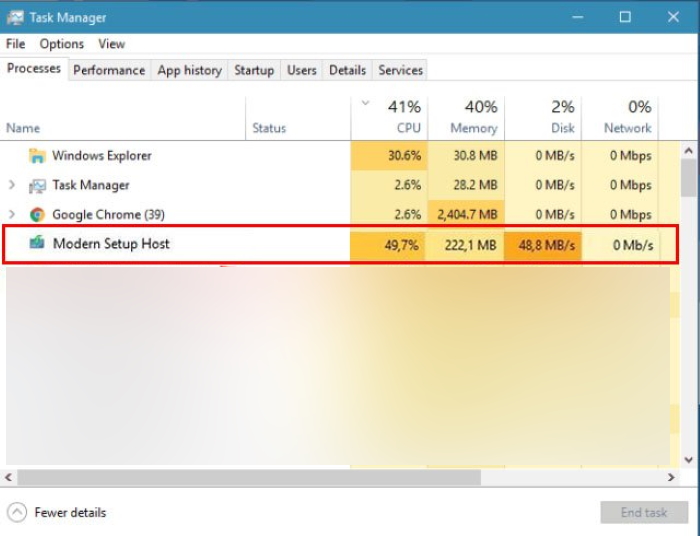 How to fix Modern Setup Host (SetupHost.exe) High CPU and Disk Usage