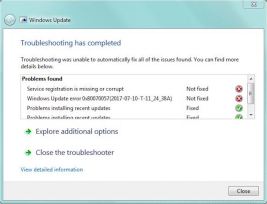 Windows 7 Update error 0x80070057