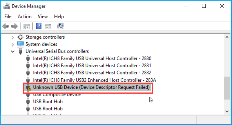Unknown USB Device (Device Descriptor Request Failed) error