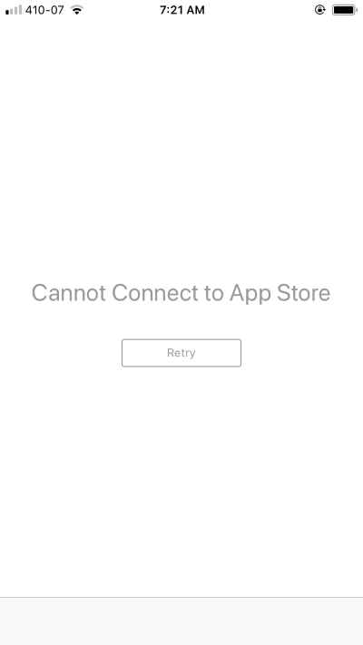 Не удается подключиться к App Store (пример 2)