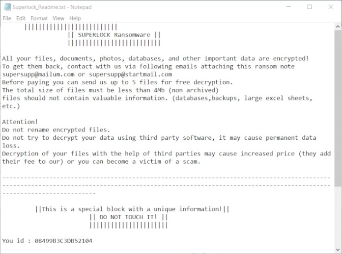 Superlock Ransomware